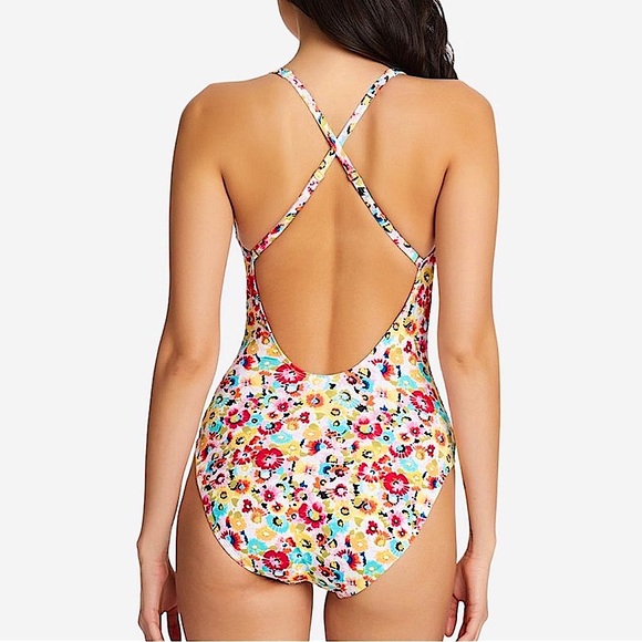 Bleu Rod Beattie Flower Hour Plunge One Piece - Picture 4 of 16